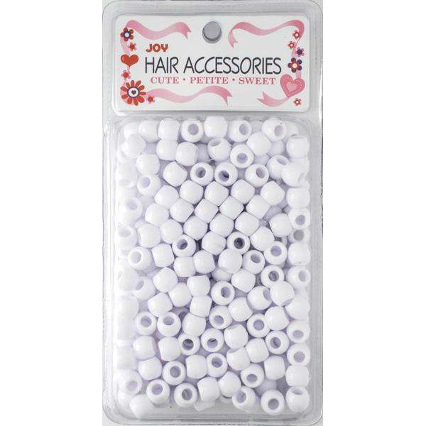 Joy Round Hair Beads Large, 60 Count, White