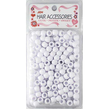 Joy Round Hair Beads Large, 60 Count, White
