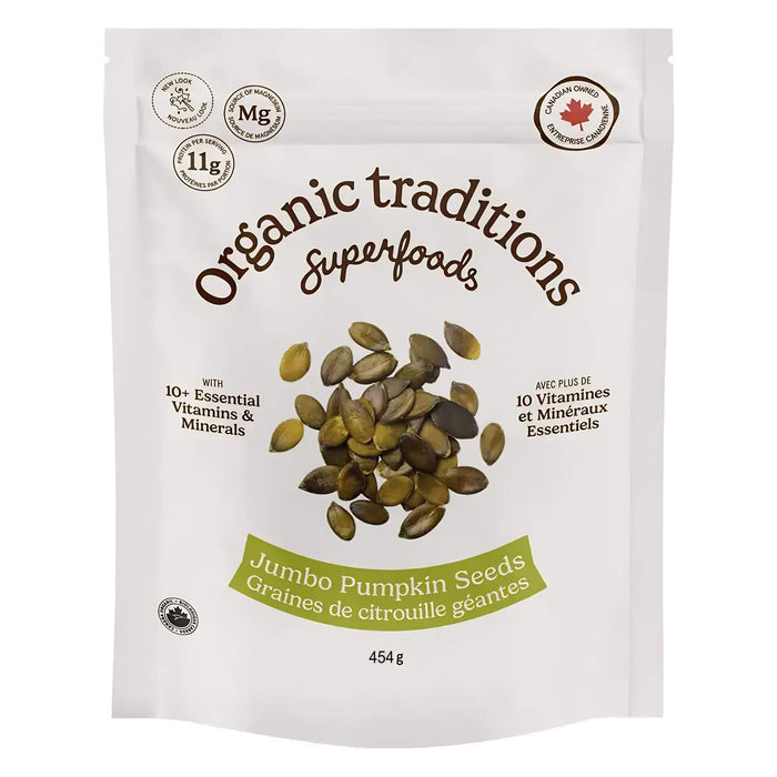 Package of Organic Traditions Jumbo Pumpkin Seeds 454g
