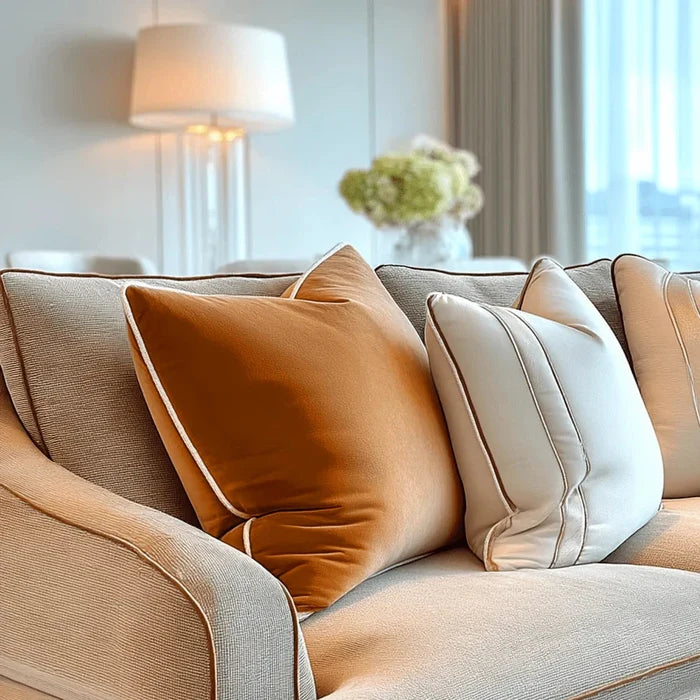 Juniper Rust & Ecru Velvet Cushion Cover - 55 x 55cm Textiles