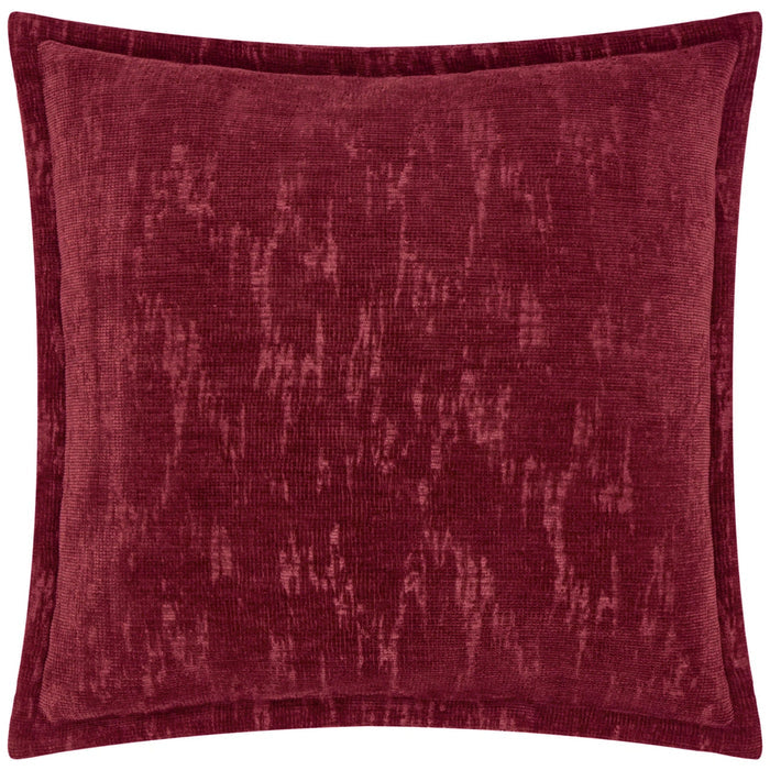 Katy Burgundy Chenille Patterned Feather Filled Cushion - 45x45cm Textiles