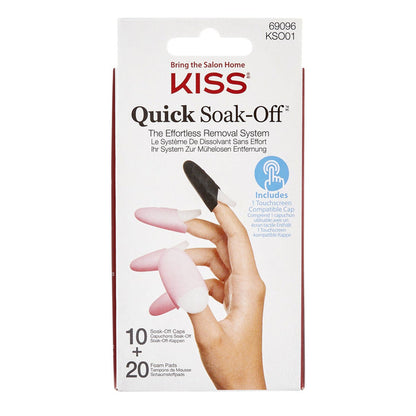 Kiss Quick Soak-Off Kit Caps 10pcs & Foam Pads 20pcs - ikatehouse