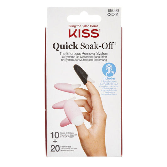 Kiss Quick Soak-Off Kit Caps 10pcs & Foam Pads 20pcs - ikatehouse