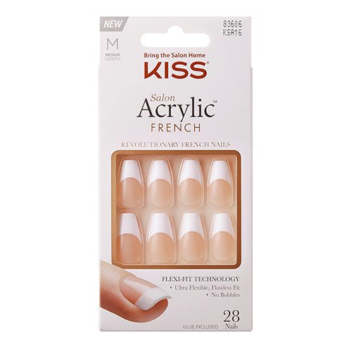 Kiss Salon Acrylic Revolutionary French 28 Nails - ikatehouse