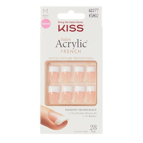 Kiss Salon Acrylic Revolutionary French 28 Nails - ikatehouse