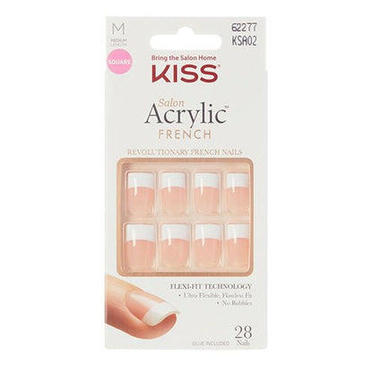 Kiss Salon Acrylic Revolutionary French 28 Nails - ikatehouse