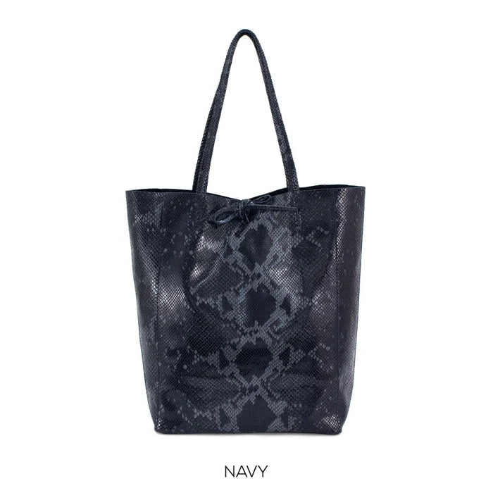 Ladies Italian Large Calf Leather Snake Slouch Hobo Shopper Shoulder Tote Handbag