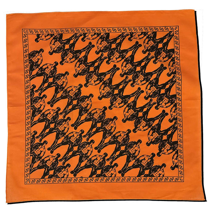 Leather Man Clone Diagonal Graphic on Orange Bandana Art by Dom “Etienne” Orejudos