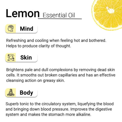 Lemon Essential Oil, Therapeutic, Pure & Natural, Vitamin C, Skin Brightening, Weight Loss, Boosts Immunity  10ml - Keya Seth Aromatherapy