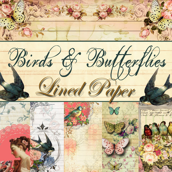 Lined Journal Paper Pack Bundle - 50 Lined Papers/Designs