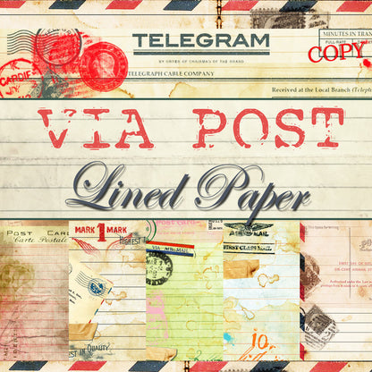 Lined Journal Paper Pack Bundle - 50 Lined Papers/Designs