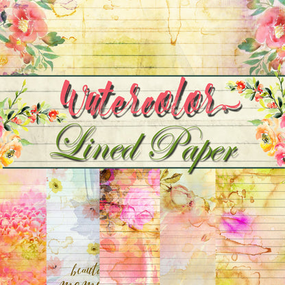 Lined Journal Paper Pack Bundle - 50 Lined Papers/Designs