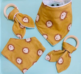 Lion Bandana Bib & Teething Ring Set