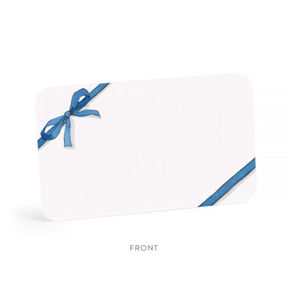 Blue bow notes gift set with ribbon bow and blue edge stripe on white cover