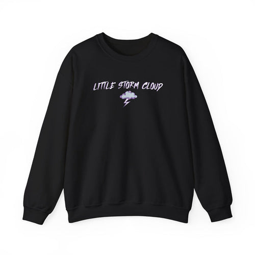 Thtgrlreads black Comfort Colors oversized crewneck sweatshirt from the Lady of Darkness & Legacy Series, featuring vintage white script and a small storm cloud graphic.