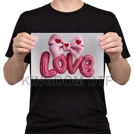 Love Bow Faux Crochet DTF Transfers - Ready To Press