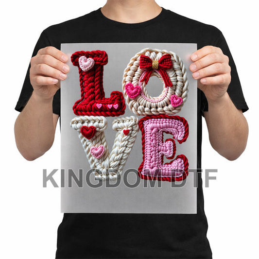 Love Faux Crochet DTF Transfers - Ready To Press