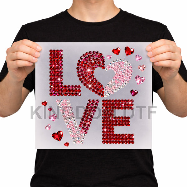 Love Faux Rhinestones DTF Transfers - Ready To Press