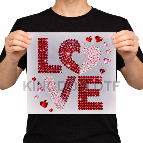 Love Faux Rhinestones DTF Transfers - Ready To Press