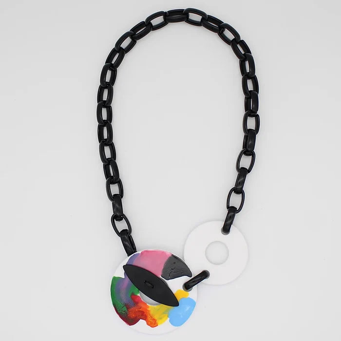 LS24N28 Sylca Multi-Color Chain Toggle Necklace