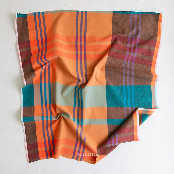 Tangerine and teal plaid from Lumiere by Fableism Supply Co. available at globalfibershop.com.