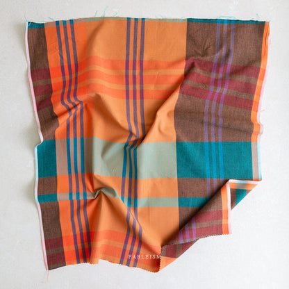 Tangerine and teal plaid from Lumiere by Fableism Supply Co. available at globalfibershop.com.