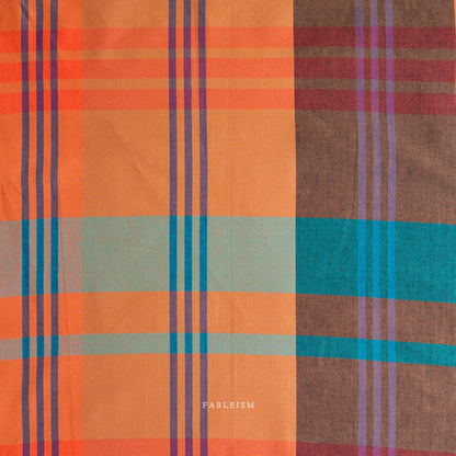 Tangerine and teal plaid from Lumiere by Fableism Supply Co. available at globalfibershop.com.