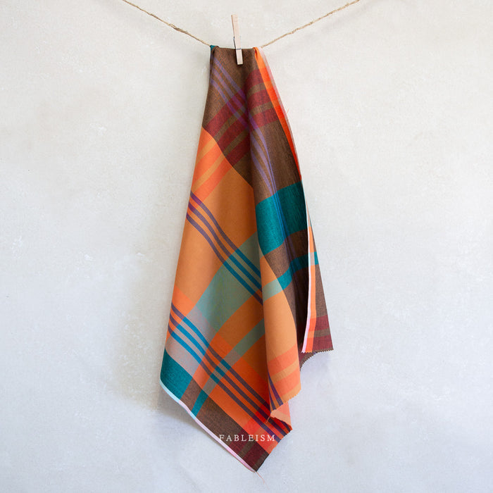 Tangerine and teal plaid from Lumiere by Fableism Supply Co. available at globalfibershop.com.