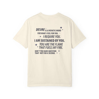 Comfort Colors graphic tee from thtgrlreads featuring a vintage wash and bold black text quote from the Kindred's Curse Saga collection in a clean serif font.