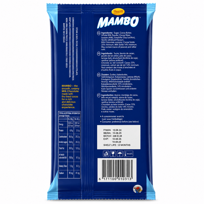 Mambo Chocolate | Smooth & Creamy Milk Chocolate Bar - Yado African & Caribbean Market