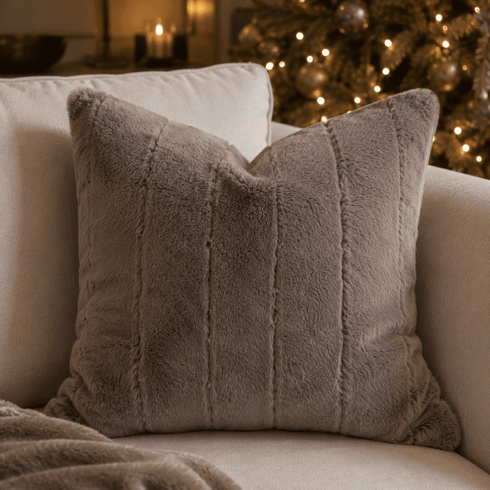 Marlowe Chestnut Faux Fur Feather Filled Cushion - 45x45cm Textiles
