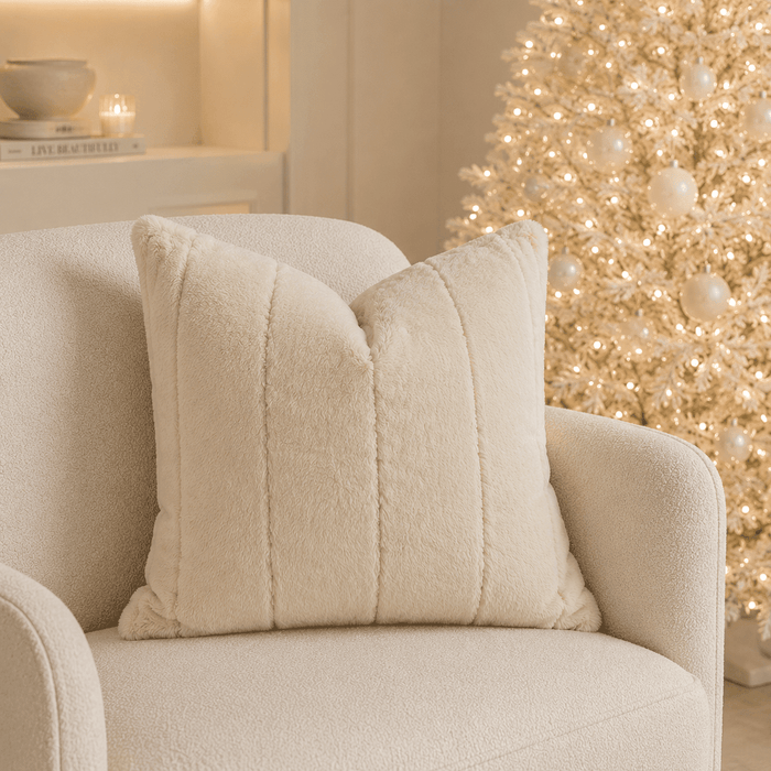 Marlowe Oatmeal Faux Fur Feather Filled Cushion - 45x45cm