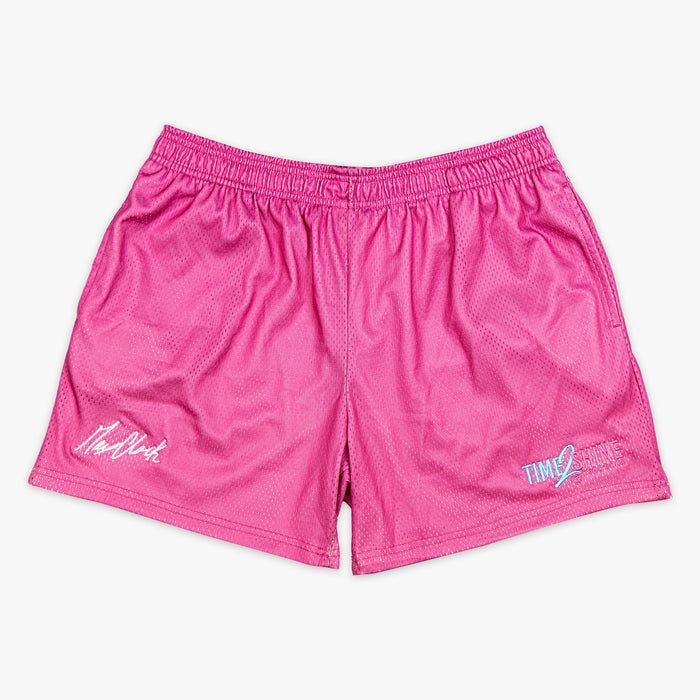 Pink Max Clark Time 2 Shine youth shorts — front view