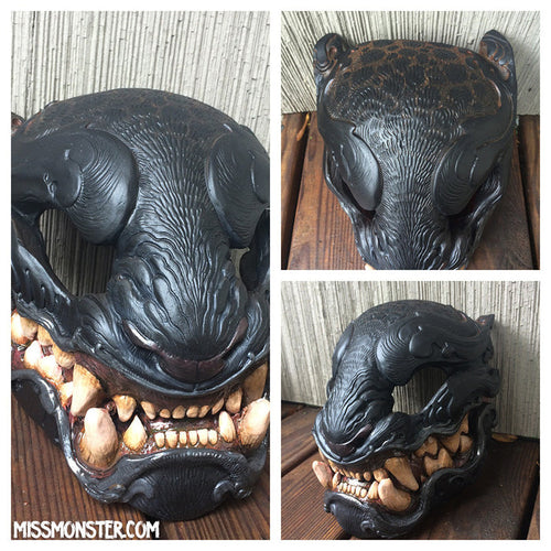 MELANISTIC LEOPARD- HAND PAINTED, READY TO WEAR MASK
