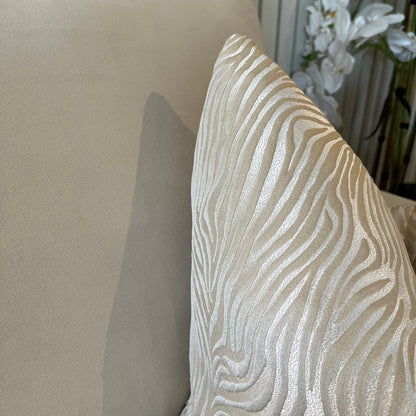 Melbourne Cream & Beige Metallic Tiger Print Feather Filled Cushion - 50x50cm Textiles