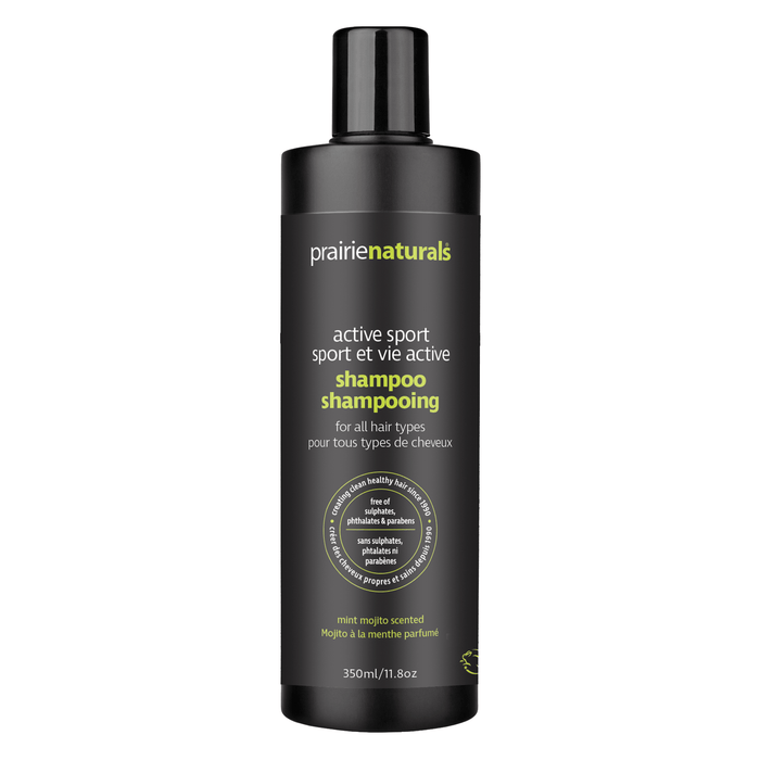 Bottle of Prairie Naturals Men's Active Sport Shampoo 350ml