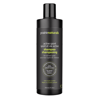 Bottle of Prairie Naturals Men's Active Sport Shampoo 350ml