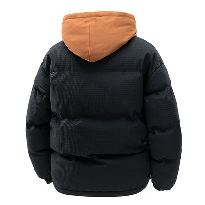 Men's Loose Casual Hooded Warm Fake Two-piece Cotton Jacket