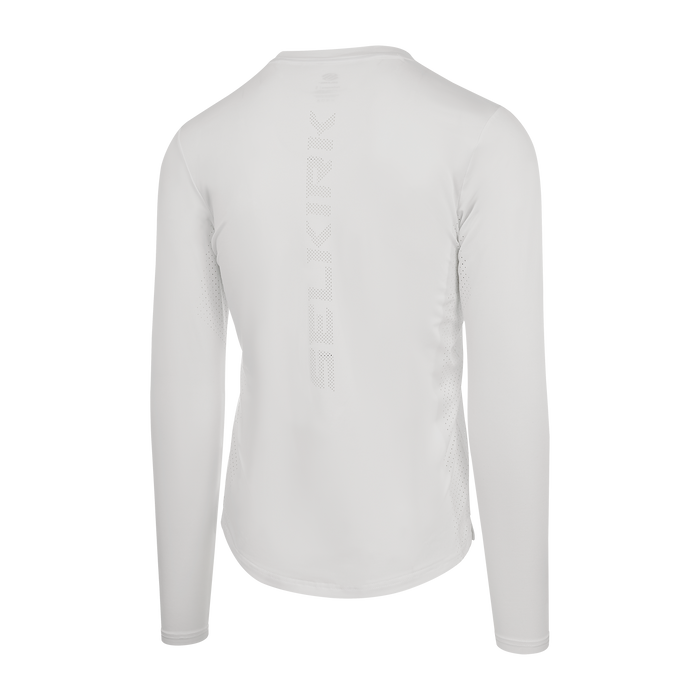 Selkirk pickleball men's long-sleeve shirt in black, grey, and white.