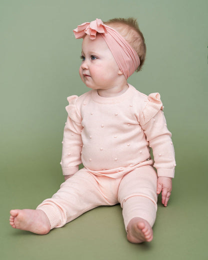 Milan Knit Baby Ruffle & Bobble Pullover Sweater Model (Organic Cotton)