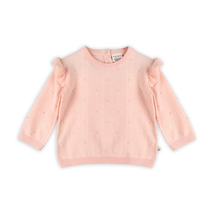 Milan Knit Baby Ruffle & Bobble Pullover Sweater Front (Organic Cotton)
