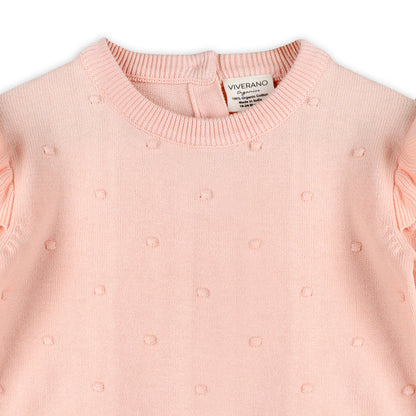 Milan Knit Baby Ruffle & Bobble Pullover Sweater Detail (Organic Cotton)