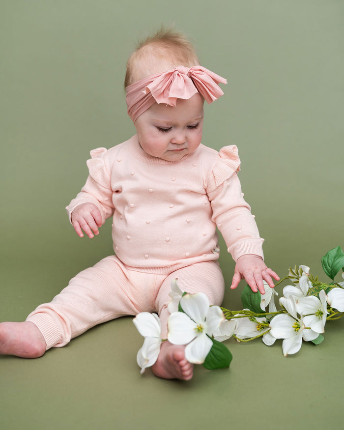 Milan Knit Baby Ruffle & Bobble Pullover Sweater Model Play (Organic Cotton)