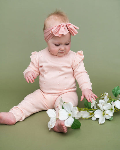 Milan Knit Baby Ruffle & Bobble Pullover Sweater Model Play (Organic Cotton)