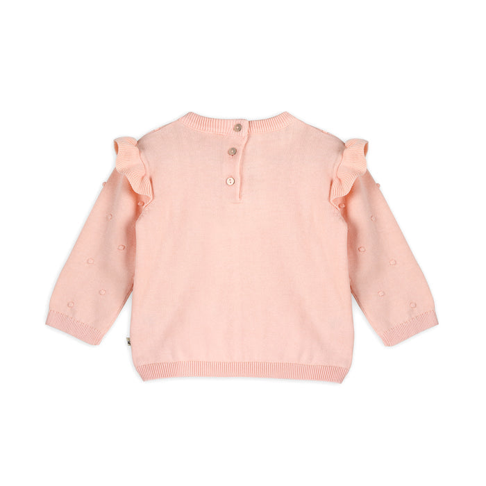 Milan Knit Baby Ruffle & Bobble Pullover Sweater Back (Organic Cotton)