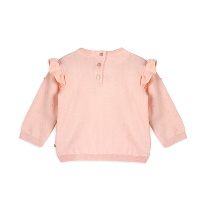 Milan Knit Baby Ruffle & Bobble Pullover Sweater Back (Organic Cotton)