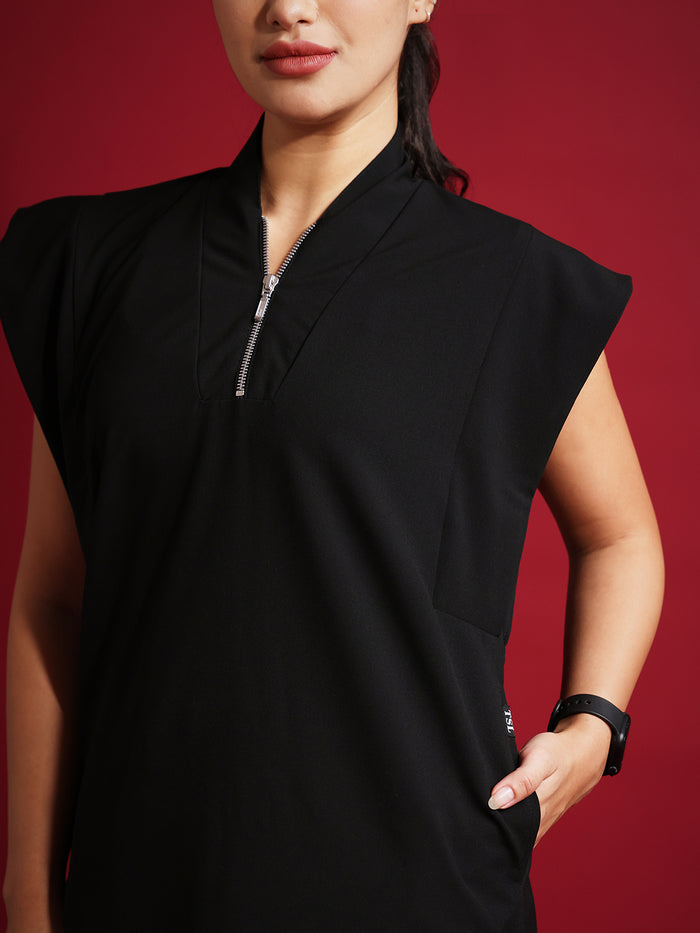 Monarch 4way Stretchable (Black) With Flared Pant Set
