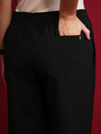 Monarch 4way Stretchable (Black) With Flared Pant Set