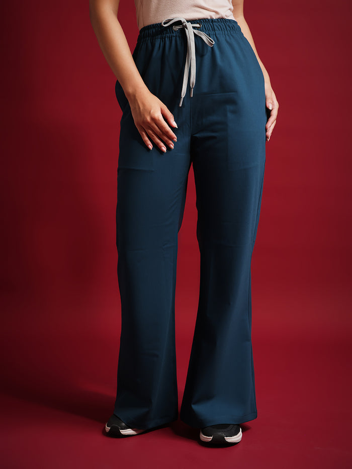 Monarch 4way Stretchable (Peacock Blue) With Flared Pant Set (Copy)