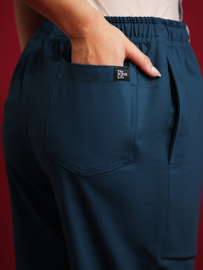 Monarch 4way Stretchable (Peacock Blue) With Flared Pant Set